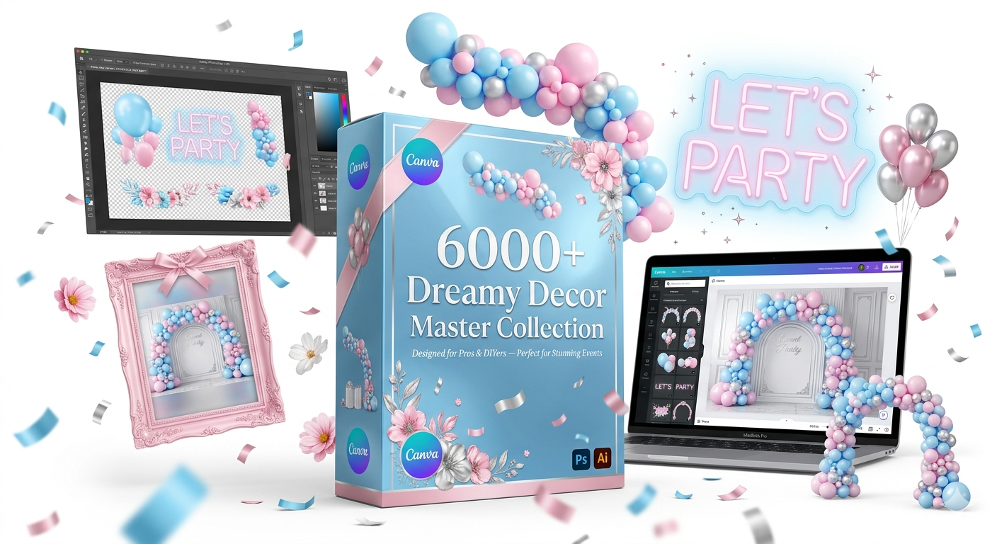 Dreamy Decor World digital decor asset bundle mockup