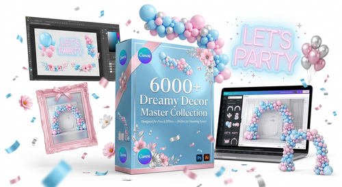 Dreamy Decor World digital decor asset bundle mockup